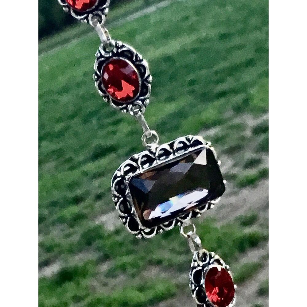 Smokey Quartz and Deep Wine Red Garnet Gorgeous Bracelet Gothic, Dark Academia,